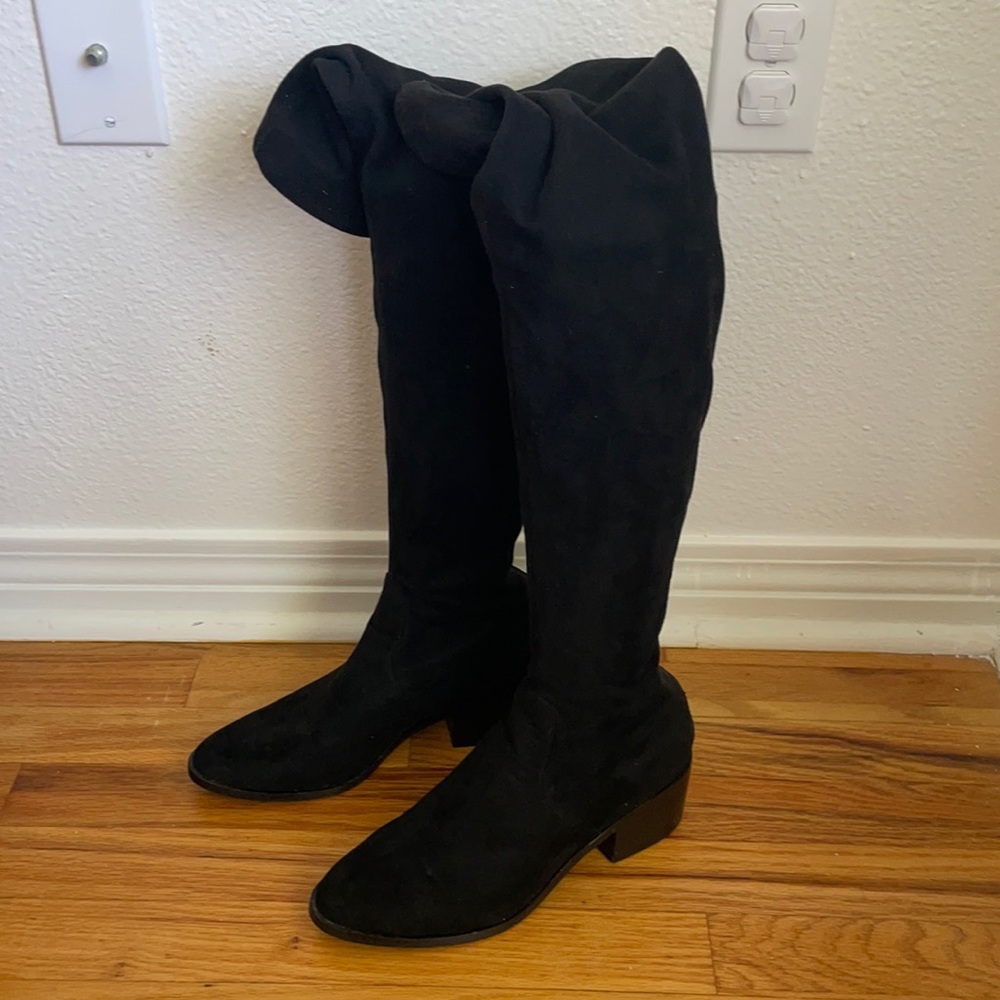Steve Madden Georgette Over the Knee Black Heeled Boot